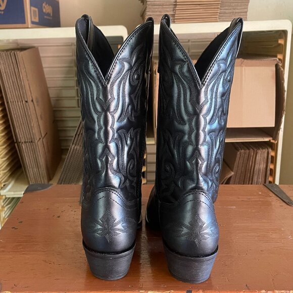 LAREDO Mens Size 9 EW Snip Toe Black Hawk Leather Western Rodeo Dress Boots 6860 - Picture 4 of 12